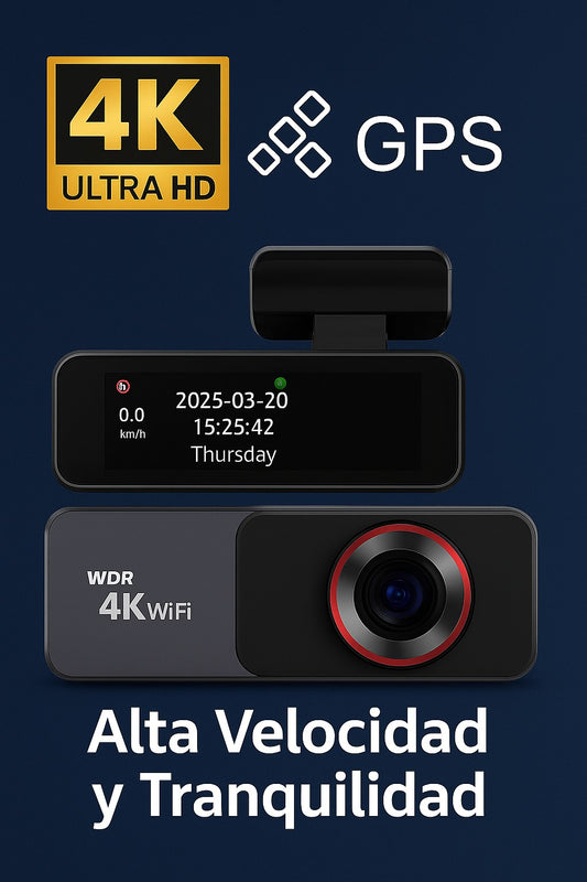 Dashcam Acceo 4K + 1080P con Wi-Fi, GPS y Visión Nocturna