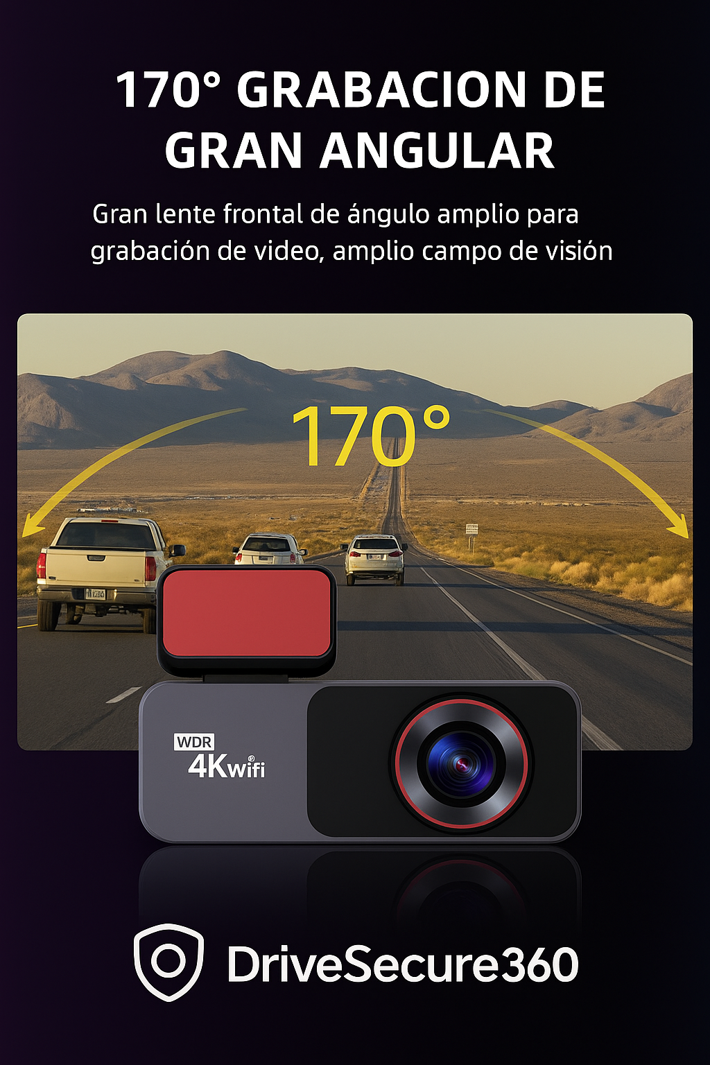 Dashcam Acceo 4K + 1080P con Wi-Fi, GPS y Visión Nocturna