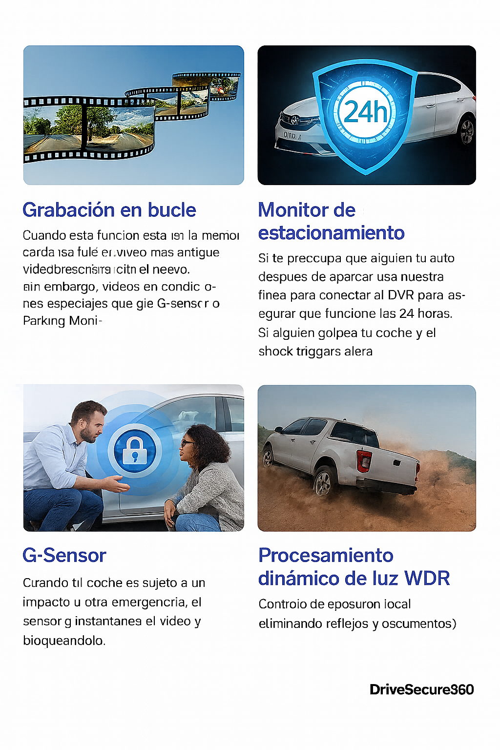 Dashcam Acceo 4K + 1080P con Wi-Fi, GPS y Visión Nocturna